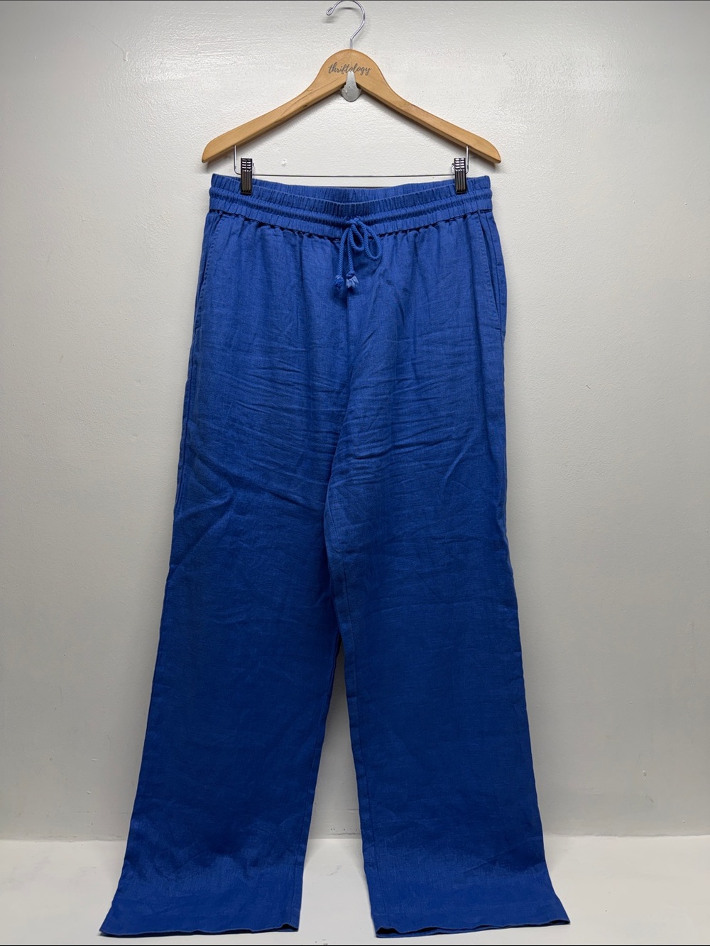 Xirena Atticus Pant 100% Linen Stretch High Rise Straight Leg Blue NWT Size XL